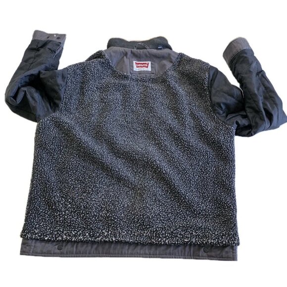 Levi's Trucker  Jacket Men XL Gray Waxed Denim Sherpa Lined Pockets Western FLAW - Picture 12 of 16